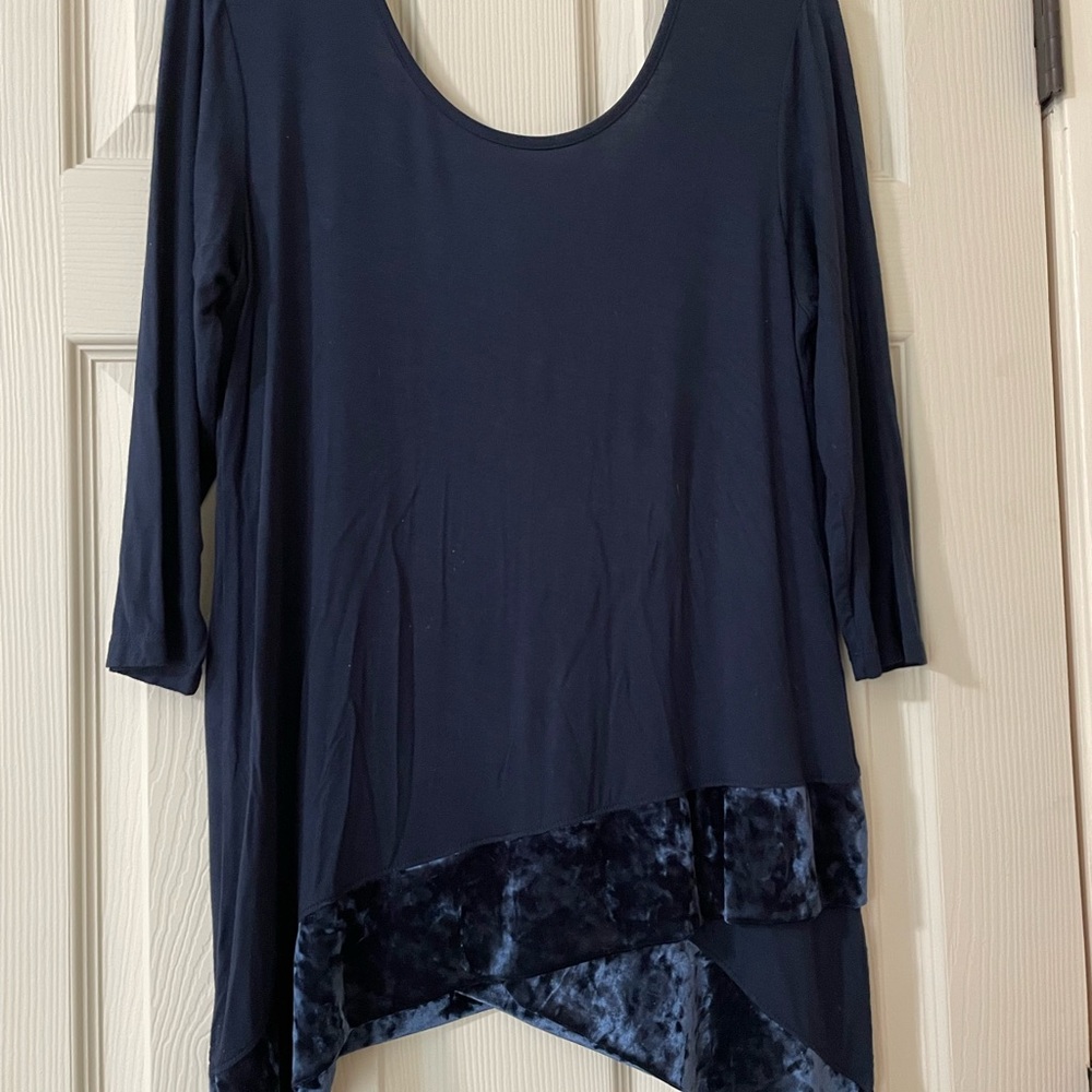 Pebble and Stone Midnight Blue Tunic with Velvet Trim